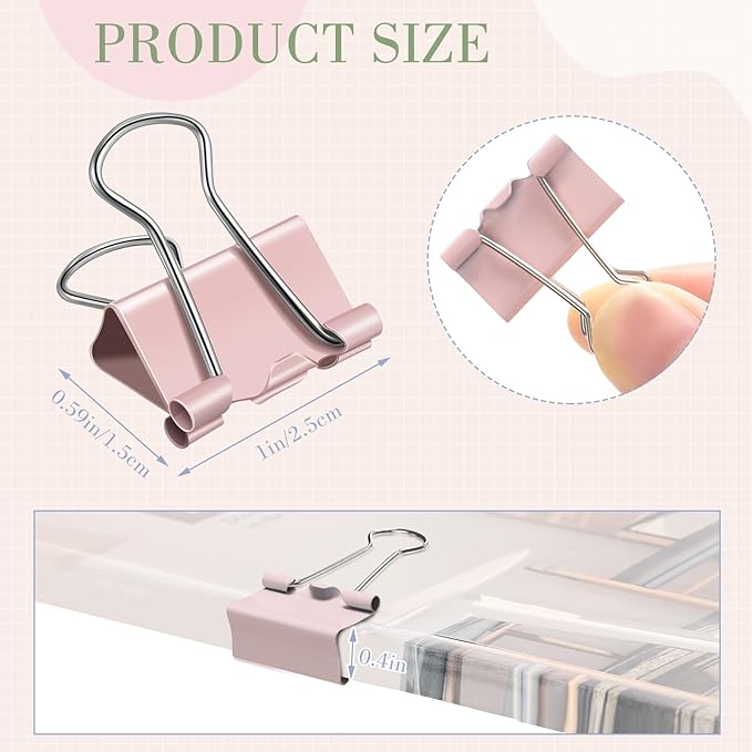 Jetec 500 Pieces 1 Inch Colorful Binder Clips Medium Paper Clamps Metal Paper Clips for Teachers Students Classroom Business Office and School Office Supplies