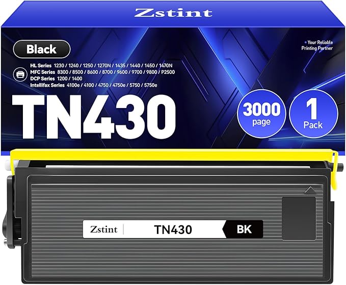 TN430 Toner Cartridge Black 1-Pack Replacement for Brother TN-430 TN460 TN-460 Compatible with Brother Intellifax-4100e 4750e 5750e HL-1240 DCP-1200 1400 8350 MFC-8300 MFC-8500 MFC-9600 P2500 Printer