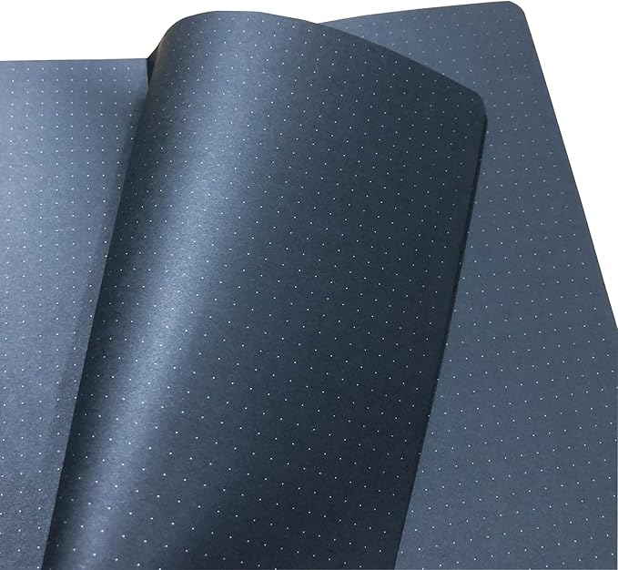 BUKE Dotted Journal A5 Hardcover Notebook- 160 Dot Grid Pages 150g Black Paper - Black PU Leather Hardcover 5.75" x 8.5" and Gift Box Mystery Bottles (BKB-2)