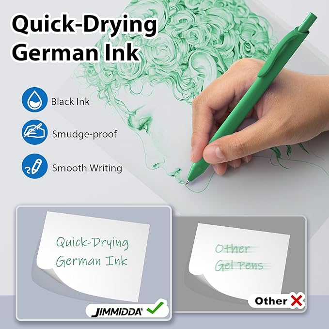 52 Pcs Pens Bulk - 1.0MM Ballpoint Pens Green Ink | Medium Point Smooth Writing, No Bleed Retractable Ball Point Pen for Office School (Dark Green - 52Pcs)