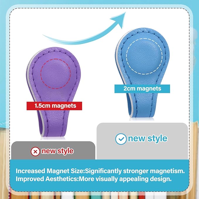 Magnetic Leather Bookmark, 12 Pcs Colorful Leather Magnet Book Marks Page Markers Retro Magnet Bookmark Clips Reading Supplies Gift for Reading Men Women Book Lovers (Bright)