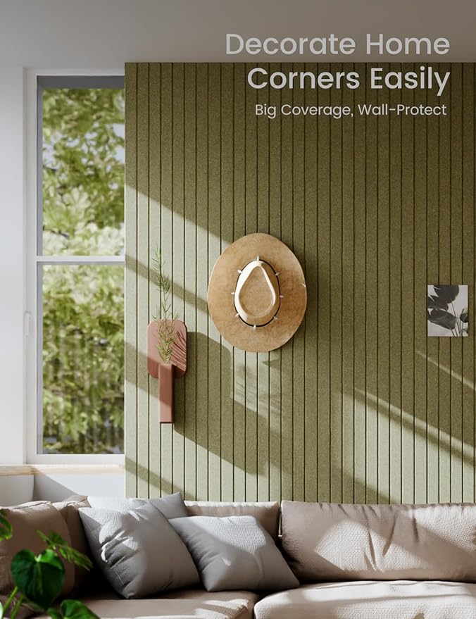 Large Felt Bulletin Board 48" x 36" Cork Board Alternative - 6 Pack with 40 Safe Removable Adhesive Tabs, Cork Boards for Walls Cork Board for Home Office Classroom Pin Board (Olive Green)