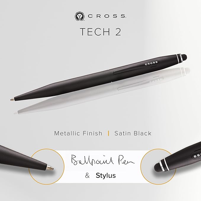 Cross Tech2 Refillable Tech2 Presented in a Premium Gift Box - Medium Point, Black Ink, Satin Black