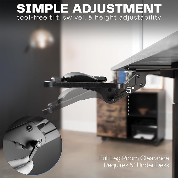 VIVO Adjustable Computer Keyboard & Mouse Platform Tray Ergonomic Under Table Desk Mount Drawer Underdesk Shelf (MOUNT-KB03B)