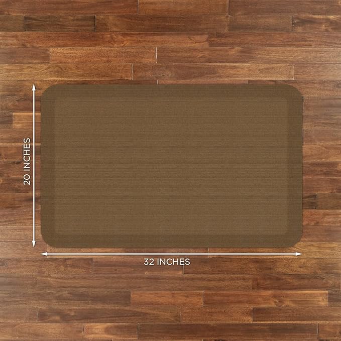 NewLife by GelPro Anti-Fatigue Designer Comfort Kitchen Floor Mat, 20x32”, Grasscloth Khaki Stain Resistant Surface with 3/4” Thick Ergo-Foam Core for Health and Wellness