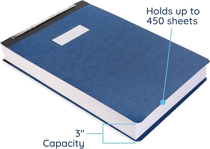 Blue Summit 10 Pressboard Report Covers with Fasteners, 11x17 Folders for Blueprints, 11x17 Binder, 3” Capacity, Navy Blue, 10 Pack