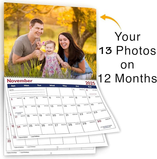 Custom Calendar 2026 for Home & Office - Print Your 13 Memories,Make Your Own Personalized Calendar Customized Christmas Gift &use your photo (Wall Calendar2 （11"×17"）, 3 Packs)