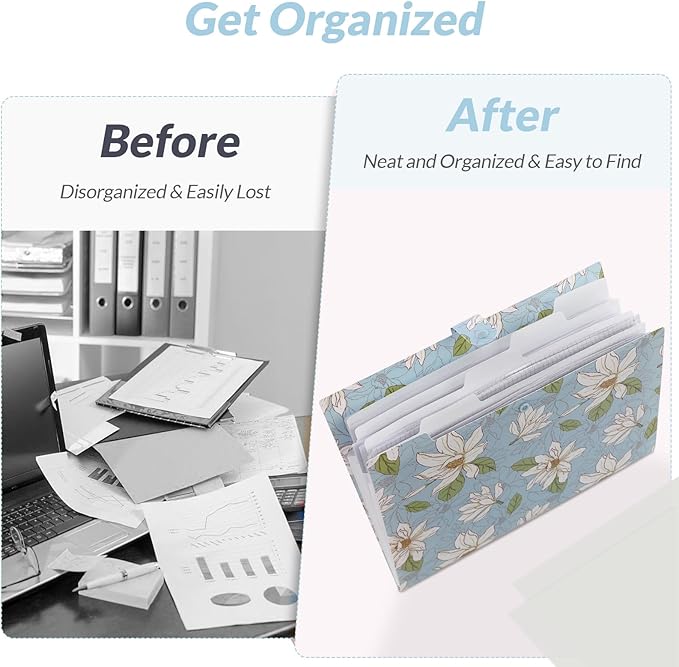 SKYDUE Expanding File Folder with 5 Pockets, Accordion File Organizer,Portable Receipt Paper Documents Organizer,Letter Size Filing Folder School Office Supplies,Sky Blue
