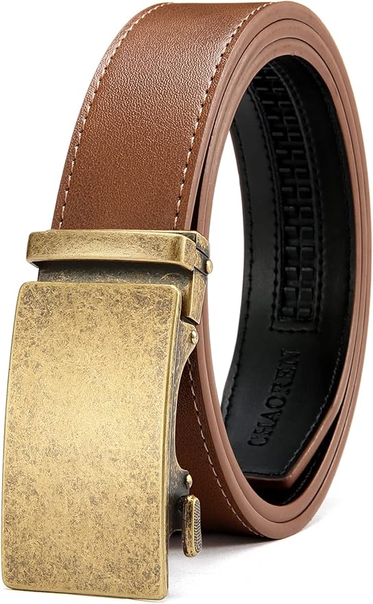 CHAOREN Mens Belt - Mens Ratchet Belt Leather 1 3/8" for Dress Pant - Micro Adjustable Belt Fit Everywhere