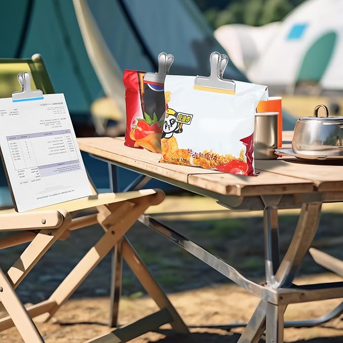 HOUSE AGAIN 12 Small Pack Stainless Steel Chip Bag Clips Covered with Silicone - NO More Sharp Edges - Color Coded for Food Bags - Air Tight Seal, Heavy Duty for Kitchen and Office, 2.5 Inches