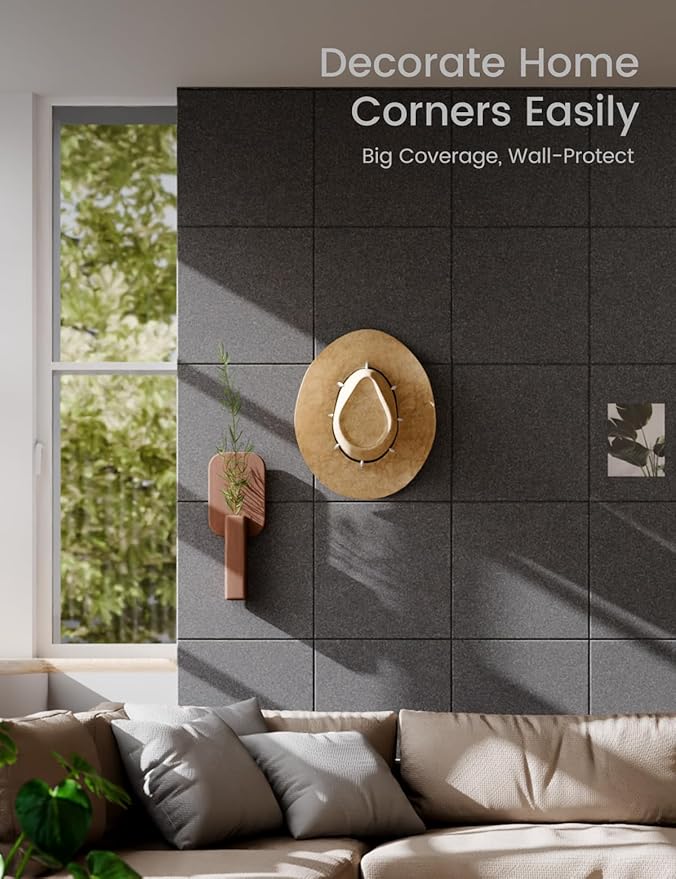 Large Felt Bulletin Board 48" x 36" Cork Board Alternative-12 Pack with 70 Safe Removable Adhesive Tabs, Cork Boards for Walls Cork Board for Home Office Classroom Pin Board - Charcoal Gray