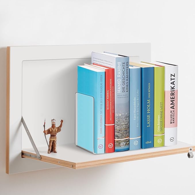 10 Pieces Book Ends, Clear Acrylic Bookends for Shelves, Heavy Duty Book Holders, Non Skid Decorative Bookends for School, Library, Bedroom, Office (7.28 x 4.7 x 4.7in)