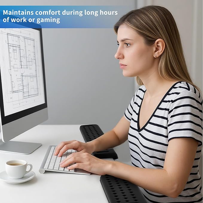 4 Pcs L-Shaped Desk Long Wrist Rest Elbow, Forearm and Wrist Comfort Support Elbow Arm Rest for Table or Desk Edge Accessories, Non-Slip, Memory Foam Padding (Black)