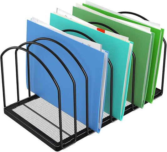 Simple Trending 9 Section Metal File Sorter Organizer for Desk, Vertical File Folder Stand for Home Office, Black