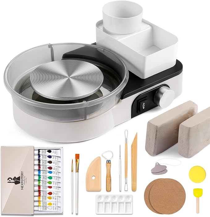 Pottery Wheel for Kids Adults and Beginners - Complete Pottery Set for Teen with 6" Turntable, 2.2lb Clay, Art Supplies Sculpting Tools, Christmas Craft Gifts for Teens Adults (Grey)