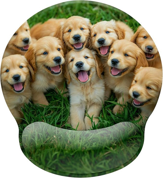 Dog Ergonomic Mouse Pad with Wrist Rest,Gaming Mouse Pad with Wrist Support, Funny Mouse Pads for Desk, Computer Mousepad with Non-Slip Pain Relief PU Base, Cute Office Desk Accessories