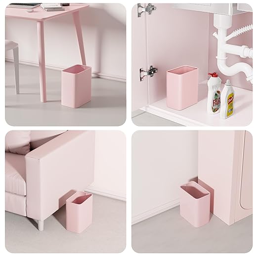 Cesun Pink Bathroom Trash Can 2.1 Gallon Wastebasket, Small Modern Metal Garbage Can Office Waste Basket, Stainless Steel Trash Bin for Bedroom, Home Office, Toilet, rv, Near Desk, Under Sink