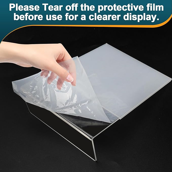 Acrylic Sign Holder 5x7 Inches, 16 Pack Clear Plastic Table Paper Display Stand, L-Shape Vertical Menu Holder Stand, Clear Picture Photo Flyer Display Stand for Restaurants, Store Show, Office Desktop