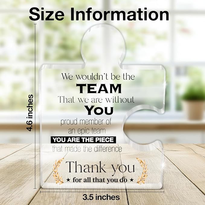 Team Appreciation Gifts Thank You Gift for Coworkers Colleagues Employees Boss, Best Teams Ever Gifts We Wouldn't Be the Team We Are Without You Acrylic Puzzle Piece Plaque Office Decor