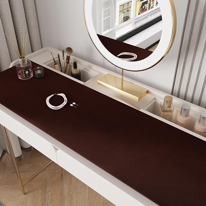 CRE8TIVE Colored Self Adhesive Velvet Flocking Liner for Jewelry Drawer Liner 12"x80" Brown Velvet Wallpaper Peel and Stick Fabric Felt Liner Brown Contact Paper for Box Lining Art Crafts Home Decor