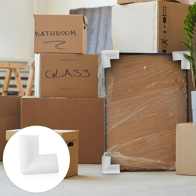 Cushioning Foam Sets, 8Pcs L-shaped Protection Corners and 8Pcs U-shaped Protection Side for Moving Supplies Edge Shipping Packaging Edge Protector Foam Shipping