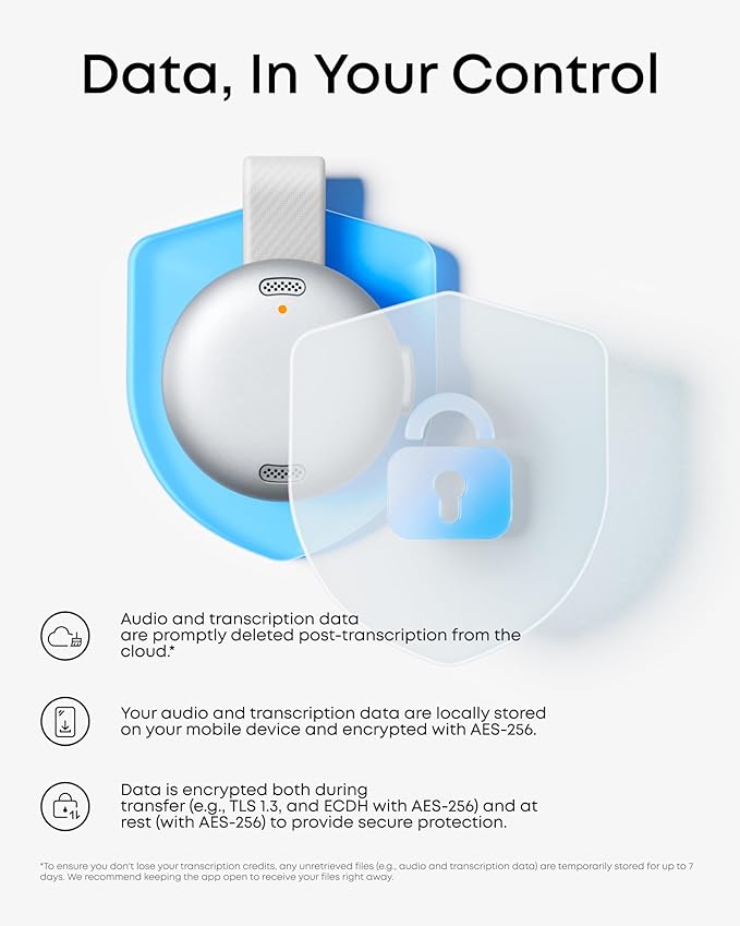 soundcore Work by Anker Portable AI Voice Recorder, AI Transcription & Summarization, 6-Month Pro at No Charge, Cross-Meeting Summary, Double-Tap to Mark, MFi Certified, Privacy Protection(White)