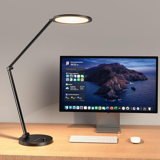 LED Desk Lamp for Home Office, Eye-Caring Modern Desk Light, 3 Color Temperature 10 Brightness Computer Light, Dimmable Desk Light with Memory & Timer Func, Metal Swing Arm Table Lamp