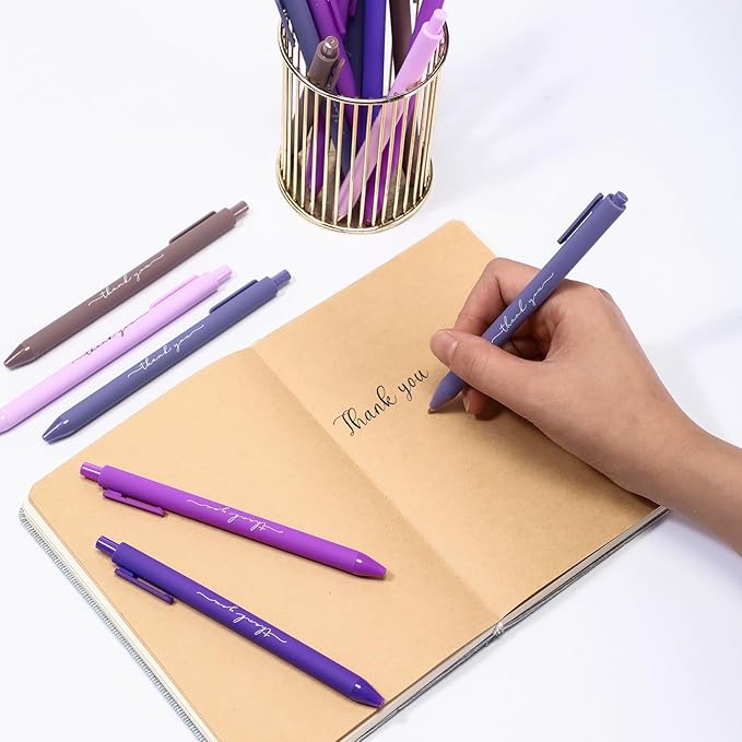 30pcs Thank You Pens Bulk Cute Multicolor Ballpoint Pen for Men Women Server Accessories Employee Holiday Appreciation Gifts for Teacher Office Back to School Party Favor (Purple)