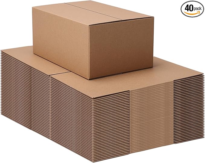 9x6x4 Shipping Boxes Set of 40, Brown Kraft Business Corrugated Cardboard Small Boxes Mailers for Packaging