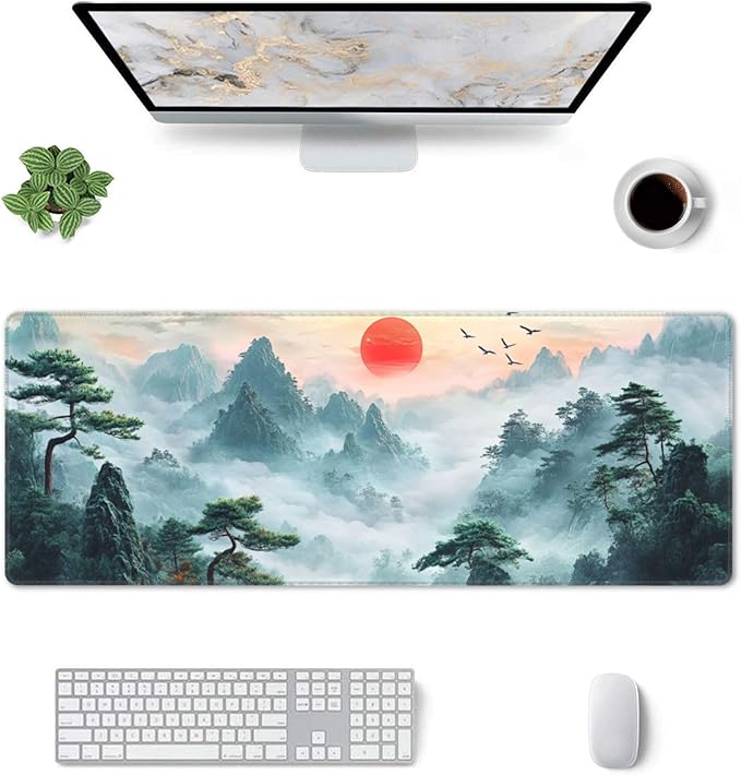 Japanese Desk Mat Large Gaming Japanese Mouse Pad Game Controller Extended Mousepad Big in Laptop Computer Mouse Keyboard Mat for Office Desk Decor 31.5x12 in