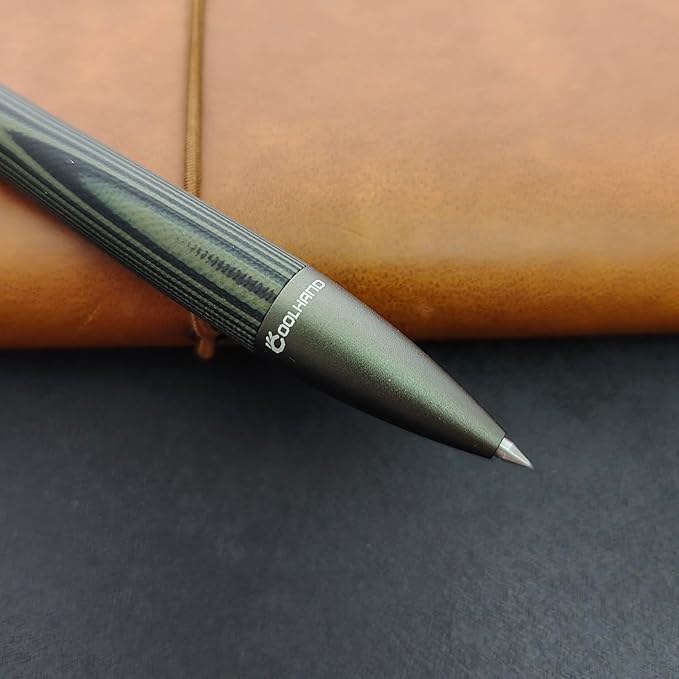 Cool Hand 5.7'' Bolt Action Pens, EDC Ballpoint Ink Refillable, Stylus for Touch Screen, G10 Body w/Pocket Clip, Ergonomic Grip, with a Free Refill, 5374-G