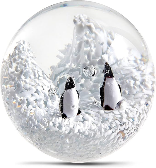 EUSTUMA Hand Blown Glass Penguin Paperweight,Sea Animal Ornament for Fish Tank Aquarium,Sea Animals Collection for Birthday Gift,Paperweight Glass Ball