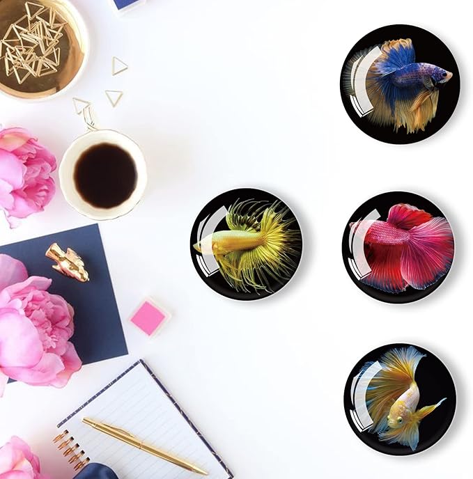 12Pcs Glass Strong Magnetic Refrigerator Magnet Fridge Sticker,Fish Fridge Magnets Decoration for Crafts,Strong Fridge Magnets for Kitchen, School,Office Whiteboard, Cabinet and Dishwasher