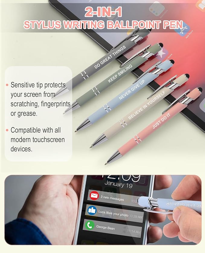 56 PCS Aesthetic School Supplies with Pencil Case, 5 Inspirational Ballpoint Pens, 12 Pastel Highlighters, 5 Black Ink Gel Pens, 6 Mechanical Pencils 0.5-0.7mm Preppy School Supplies Xmas Gift(Green)