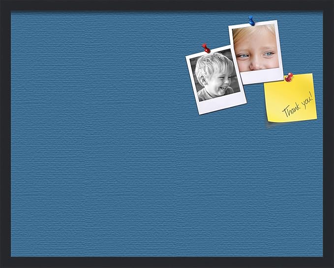 PinPix 28x22 Inch Cork Bulletin Board. This Decorative Framed Pin Board Comes with Navy Pastel Design and a Satin Black Frame. Ideal for Home Office Decor or Message Board (PinPix-1811)