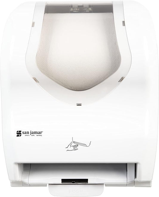 San Jamar Summit Paper Towel Dispenser Hybrid Dispenser for Bathroom, Kitchens, and Restaurants, Plastic, 10.25 x 16.75 x 13.25 Inches, White