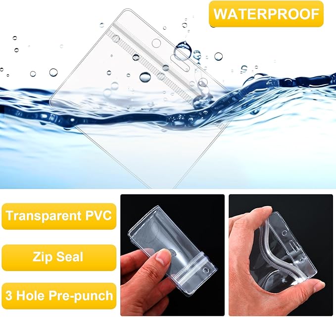 100 Pack Lanyards for ID Badges with Clear Name Tags, Reusable Lanyards Horizontal ID Card Badge Holders Plastic Name Badges for Men Women Kids Business School and Office Supplies (Yellow)