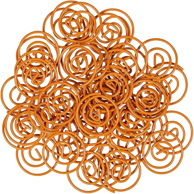 JAM PAPER Circular Paper Clips - Round Paperclips - Orange - 50/Pack