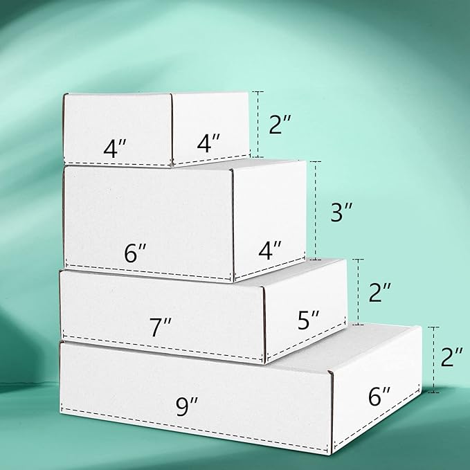 Eupako 9x6x2 Shipping Boxes Small Corrugated Cardboard Box - 25 Pack White Mailing Boxes for Packaging Small Business, Mailer Box