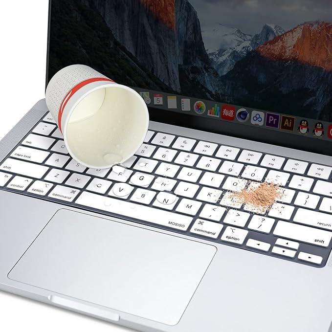 MOSISO Keyboard Cover Skin Compatible with MacBook Air 15 inch M3 A3114 M2 A2941/Air 13.6 A3113 A2681/Pro 14/16 M4 M3 M2 M1, White