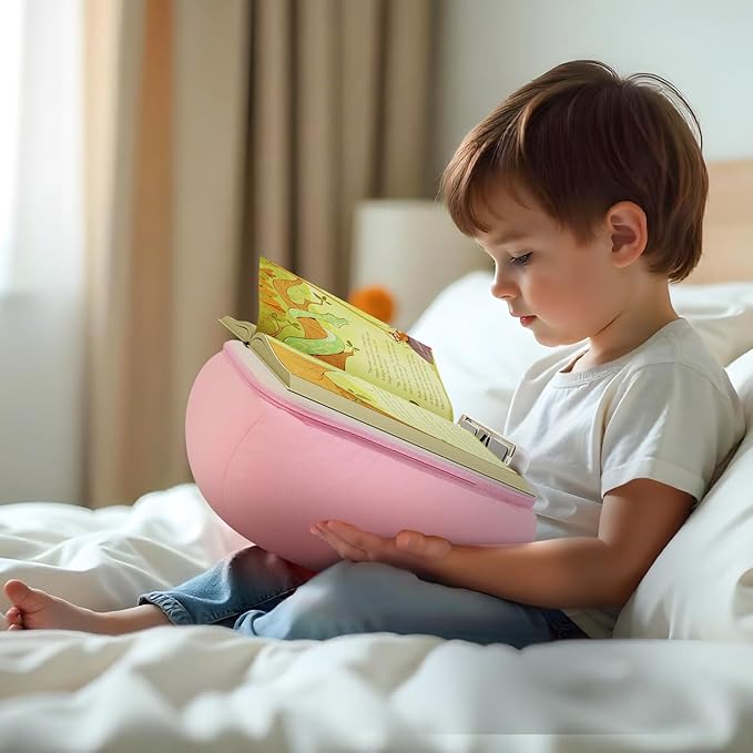 elitehood Book Stand, Comfortable Book Stand with Pillow Pad for Hand Free Reading in Bed, Bed Book Lap Holder - Minimize Neck Strain & Perfect Idea for Book Lovers in Dorm Room or Anywhere, Pink