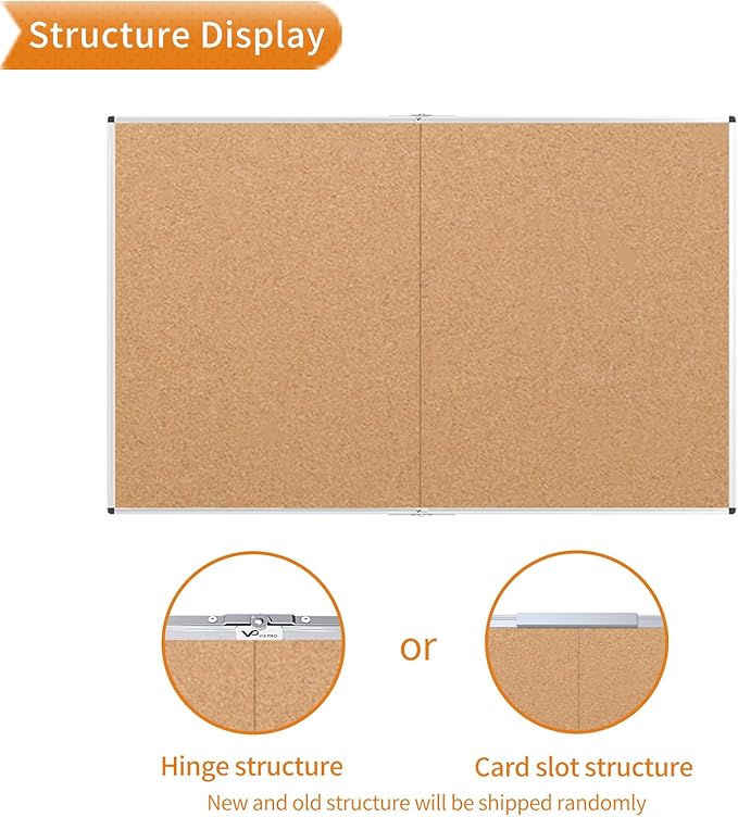 VIZ-PRO 60" x 48" Large Cork Bulletin Board, Foldable & Wall-Mounted Notice Pin Board with Silver Aluminum Frame, for School Home Office - 5' x 4' Corkboard