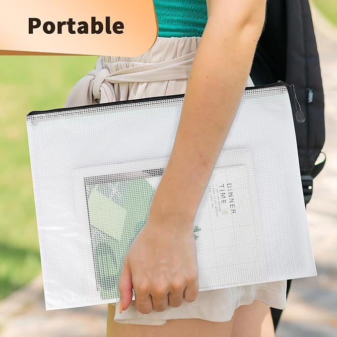 Umriox Zipper Mesh Document Pouch, 13.0 x 9.0 in (Black, 18 Packs), Clear Zipper Pouches, Waterproof Zipper Pouches for Office Supplies Cosmetics Travel Storage