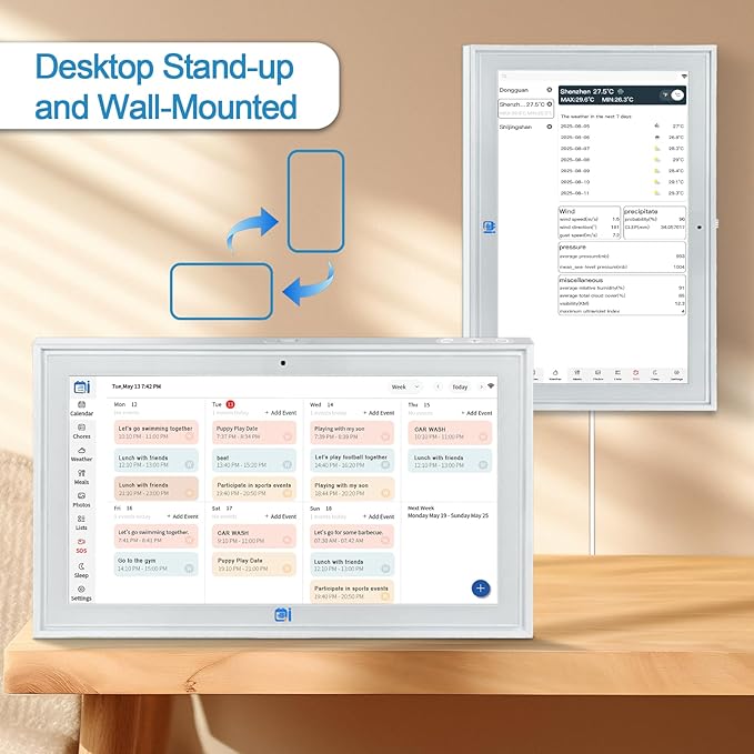 Digital Calendar 15.6 Inch Smart Family Planner & Chore Chart, 1920×1080P Full HD Touchscreen Interactive Display, WiFi Sync, Wall & Desk Mountable, Meal Planner & Home Organizer for Family Schedules & Routines, 2025 Calendar