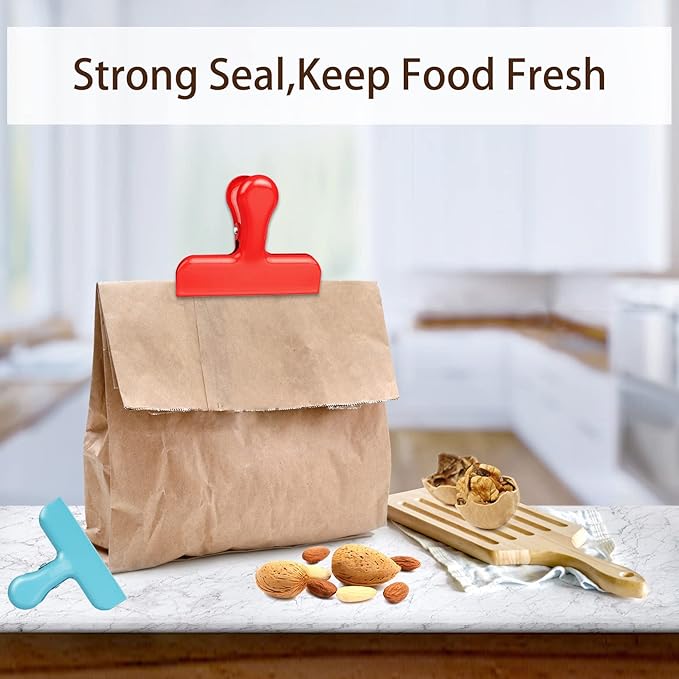 FINDMAG Heavy Duty Stainless Steel Chip Clips, Great for Kitchen Office to Seal Coffee, Chip Bags - Pack of 8