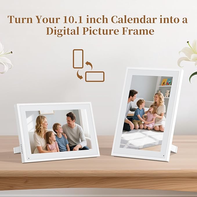 Smart Digital Calendar,10.1"HD Touchscreen Electronic Desk Calendar & Chore Chart, Touchscreen Interactive Display for Family Schedules with Meal Planner & Picture Frame & Lists
