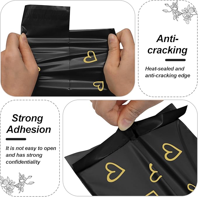 JinRuiKJ Thank You Poly Mailer 6x9 Inch 100 PCS, Shipping Bags for Clothing, Packaging Bags for Small Business, Strong Adhensive, Waterproof and Tear-Resistant Mailing Envelopes, Black