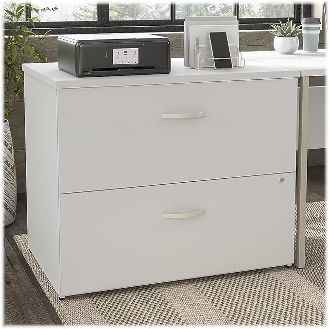 Bush Business Furniture Hybrid 2 Drawer Lateral File Cabinet-Assembled, White