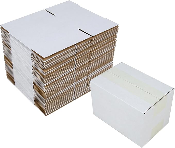 6x4x4 Inches Shipping Boxes Set of 40, White Corrugated Cardboard Box Literature Mailer for Packing Small Business
