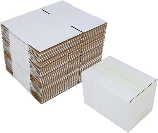 6x4x4 Inches Shipping Boxes Set of 40, White Corrugated Cardboard Box Literature Mailer for Packing Small Business